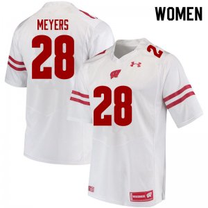 Women's Wisconsin Badgers NCAA #28 Gavin Meyers White Authentic Under Armour Stitched College Football Jersey HS31Z82KS
